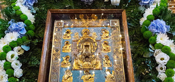 Kursk Root Mother of God icon in Saratov, Russia 2019